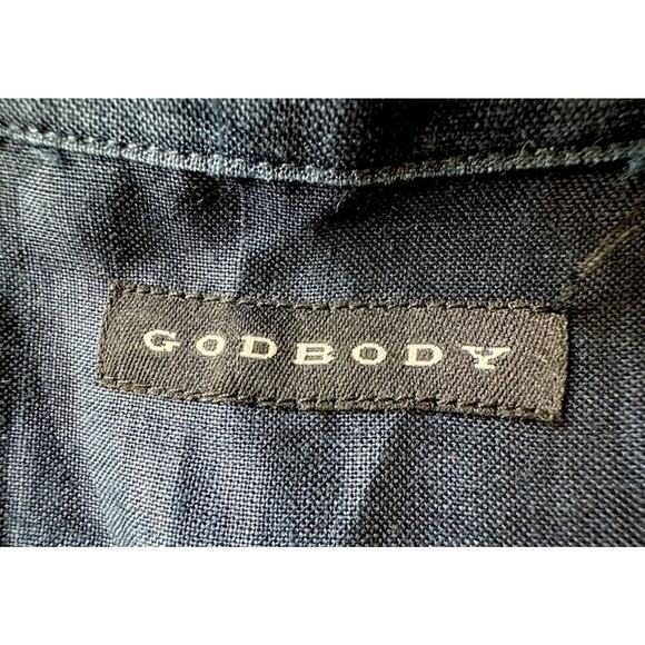 Godbody Linen Deep Navy XL Embossed Button Down Shirt - Picture 8 of 10